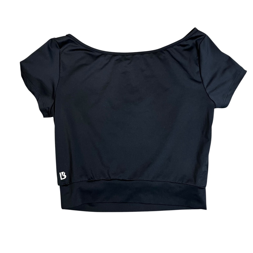 Buff Bunny Black Mesh Panel Athletic Crop Top Short Sleeve Womens Small - Picture 6 of 7